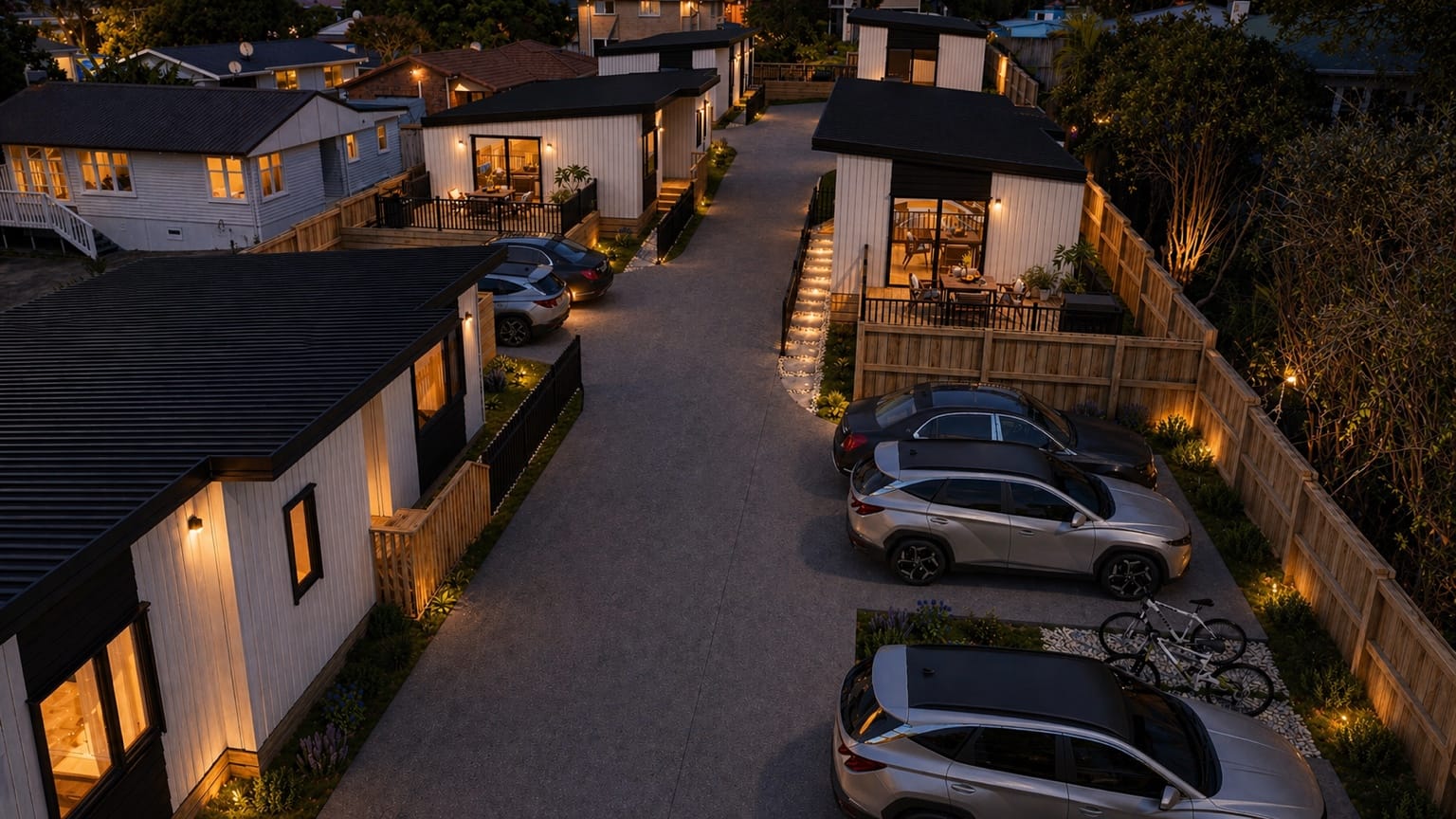 Aerial view of the Beaubank Villas development