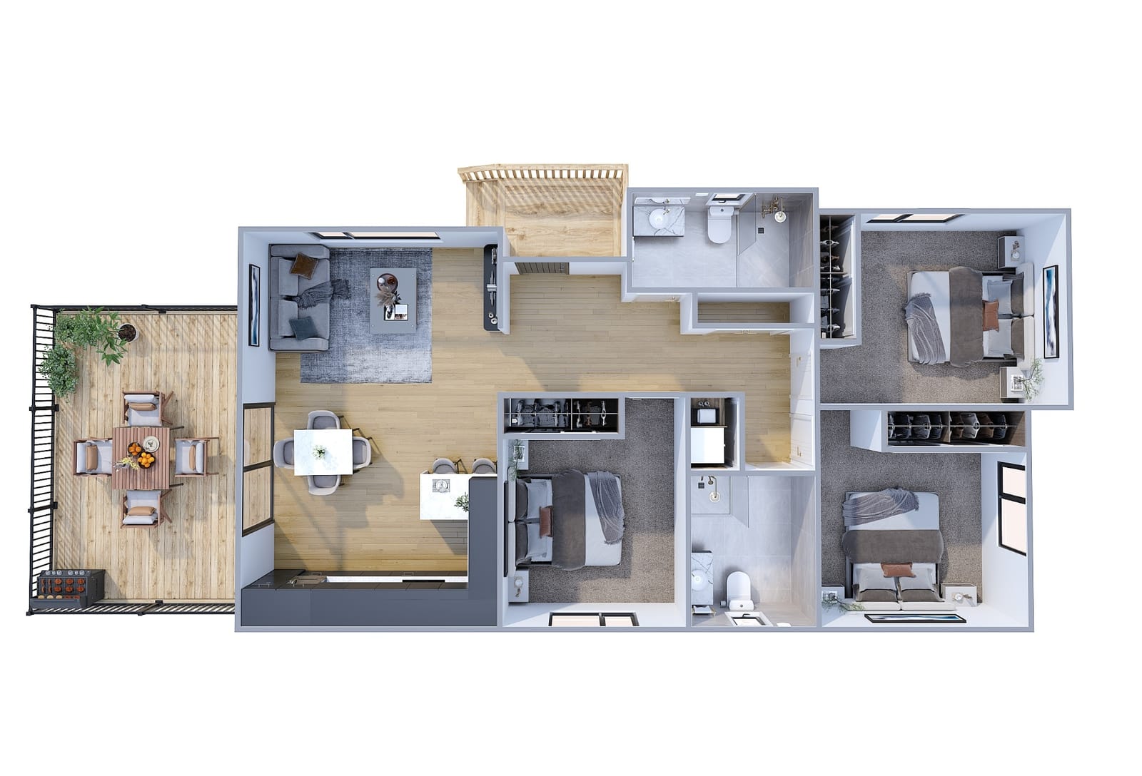Floor plan for units 1 and 3 at Beaubank Villas