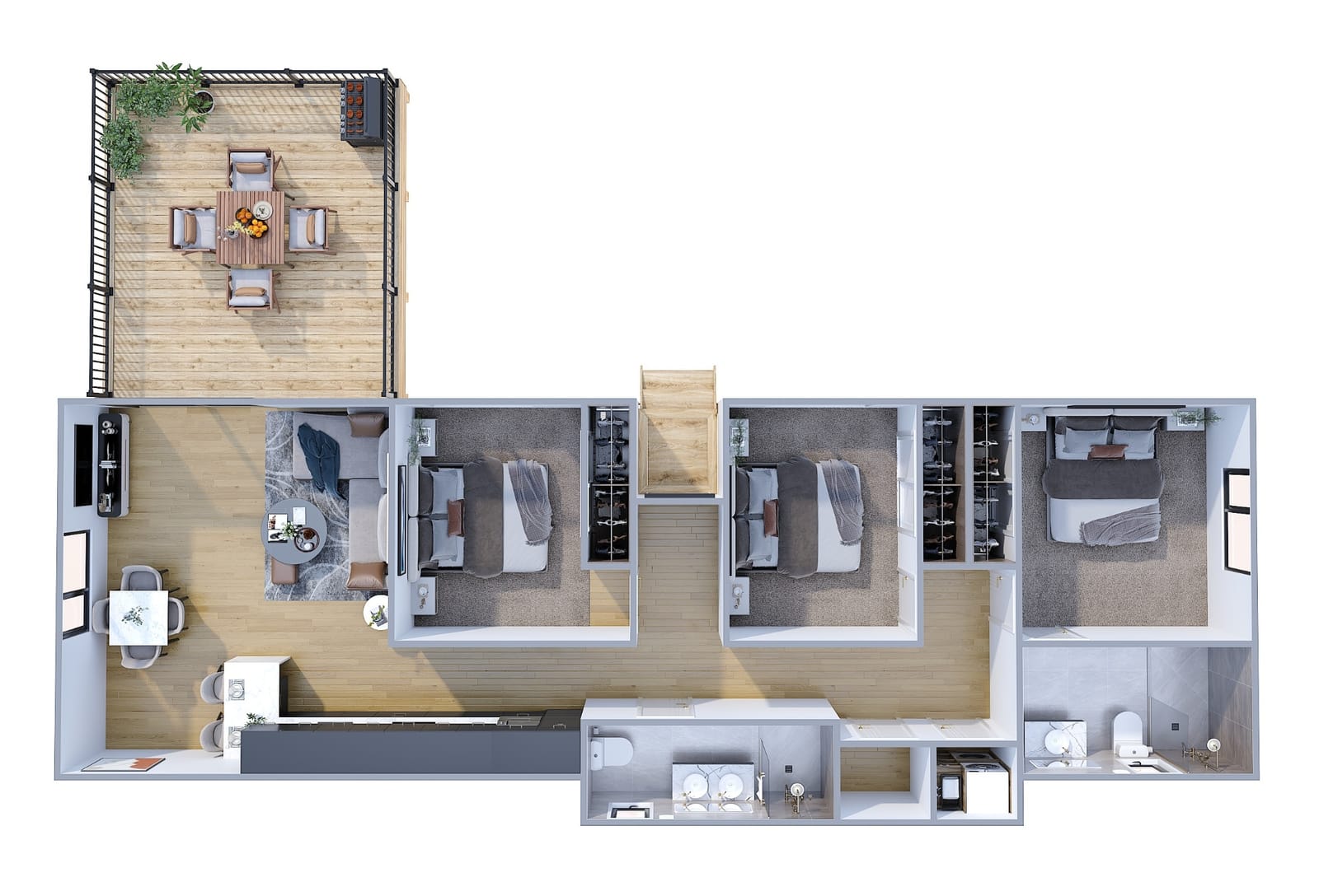 Floor plan for units 2, 4 and 5 at Beaubank Villas